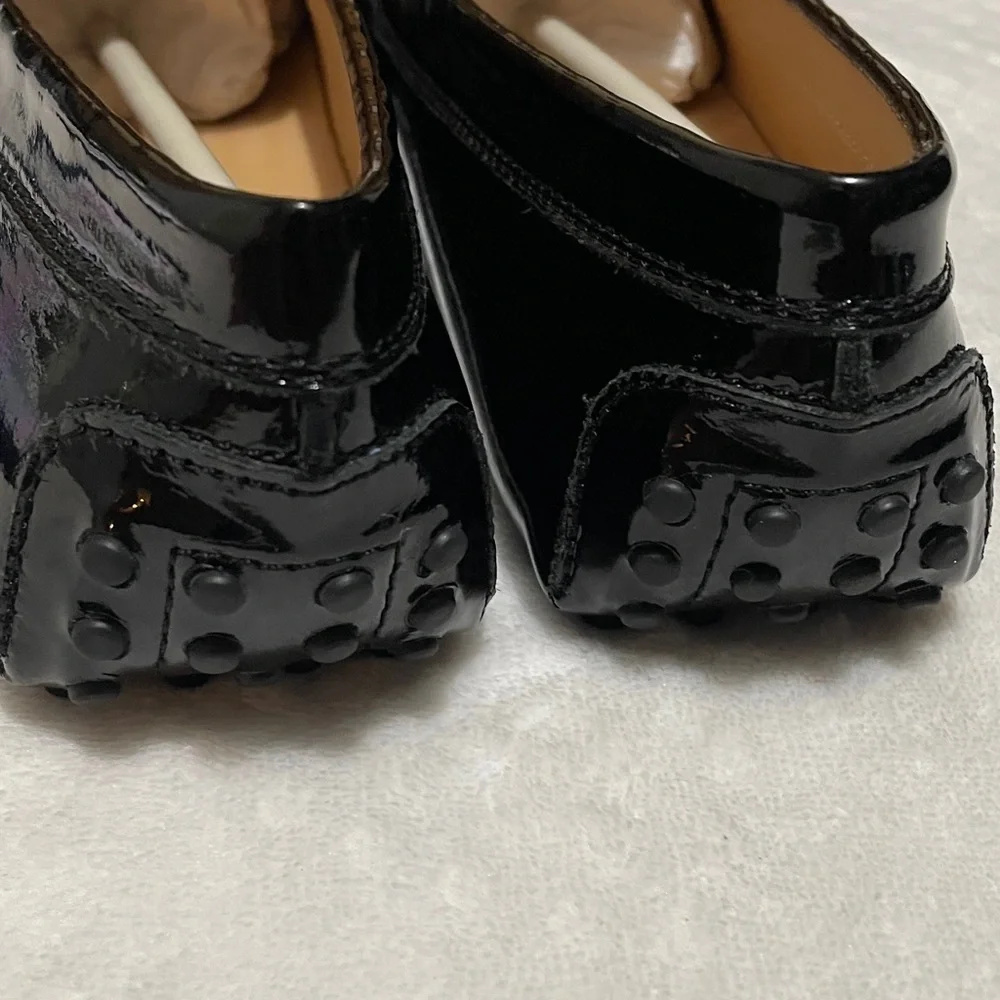 Tod’s Gommini Black Patent Leather Driver Loafers Sz EURO (38) US (8)